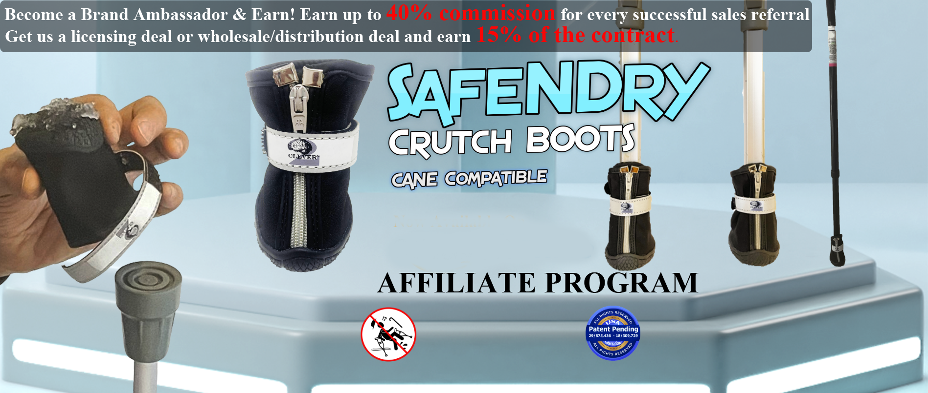 Crutch Accessories - SafeNDry Crutch BOOTS Affiliate program